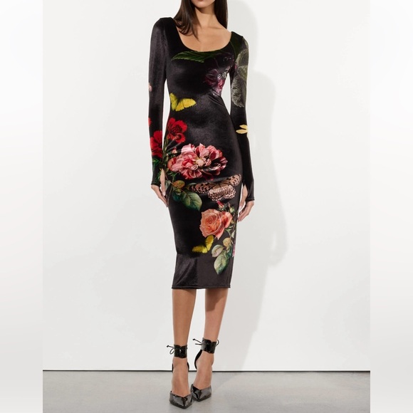 Alice + Olivia Dresses & Skirts - NWT ALICE + OLIVIA DELORA Velvet Midi Dress + Bonus